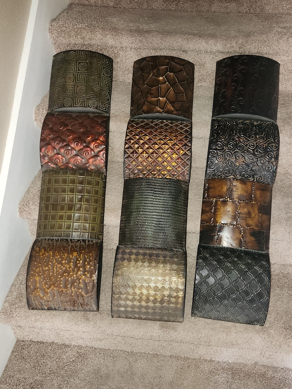 Set of 3 Decorative Metal Wall Panels - Multicolor